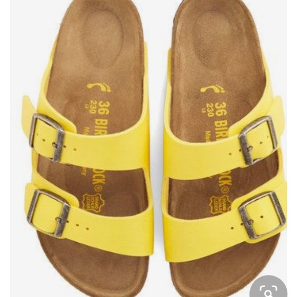 yellow birkenstocks